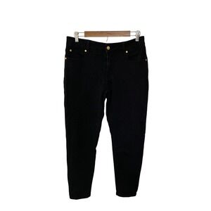 Tahari Premium Denim Womens Black Skinny‎ Jeans Gold Hardware Size 10/30 Ankle
